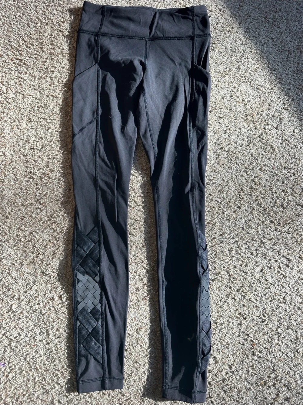 lululemon athletica Black Leggings with Side Lattice Detail - Picture 1 of 4